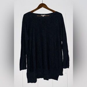 Eileen Fisher Organic Linen Organic Cotton Black Sweater Women L Minimalist Boxy